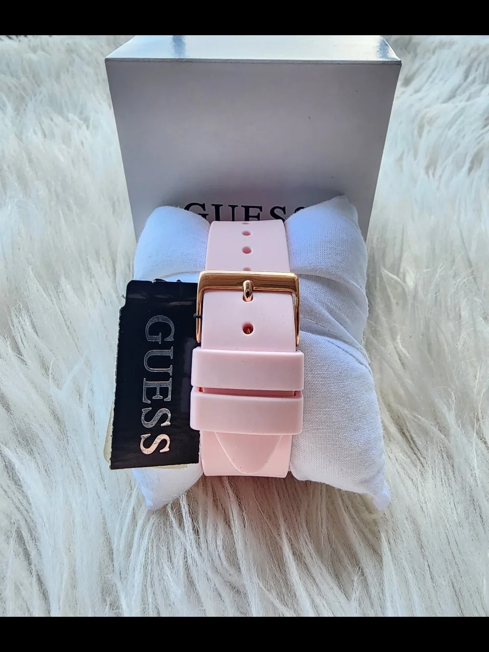 GUESS Women's Pink Square Crystal-Accent Watch Original Brand New - Picture 7 of 7